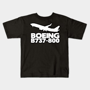 Boeing B737-800 Silhouette Print (White) Kids T-Shirt